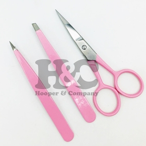 New <b>Pink</b> Eyebrow Tweezers Professional High Quality Tweezers Pouch Stainless Steel Eyebrow Tweezers <b>Set</b> Scissor free logo - Product Image 1