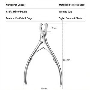 กรรไกรตัดเล็บสัตว์เลี้ยงสแตนเลสสำหรับแมวและสุนัข ใบมีดรูปครึ่งวงกลม พร้อมด้ามจับที่สะดวกสบาย - Product Image 5