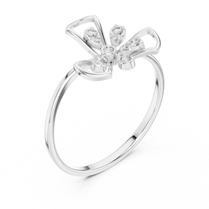Anillos de oro macizo de 14k para mujer con diseño minimalista de molino de viento en forma de flor y diamantes de talla redonda, ideales para regalo, compromiso, aniversario o boda. - Product Image 5