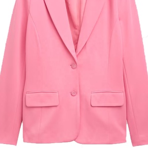 Blazer Rosa para Mujer, Cuello con Muescas, Cierre de Botón, Manga Larga, Color Sólido, Largo Regular, Tejido de Poliéster - Product Image 3