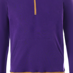 Sweat-shirt à col rond en chenille Omega pour femme, hiver, fermeture éclair quart de tour, imprimé 3D, rayures dorées, poignets côtelés, logo frontal - Product Image 4