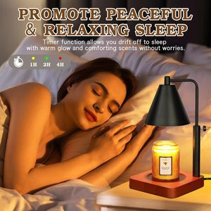 Lampe chauffe-bougie noire moderne avec minuterie, cadeau d'anniversaire pour homme, papa, femme, maman, bougies en pot réglables - Product Image 3