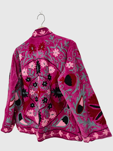 Veste en velours à col mandarin brodée à la main avec des motifs floraux, manches longues, taille plus, vêtements d'hiver pour adultes - Product Image 6