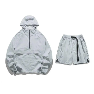 Custom Men's Hooded Solid 2-Piece Half Zipper Tracksuit Set for Training - Product Image 1