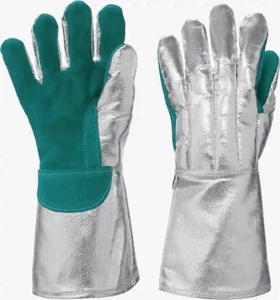 High Temperature Aluminized Cow Split Leather <b>Fire</b> Fighting Gloves Industrial Safety Heat Resistant Work Welders Long Gloves - Product Image 3