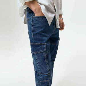 Wholesale Reasonable Price <b>Men</b> Straight Casual Breathable High Waist 100% Cotton Light Wash Slim Fit Jean Pants - Product Image 6