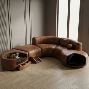 Sofá Seccional Modular Curvo Personalizado con Caja de Almacenamiento para Mascotas, Rampa para <span class=keywords><strong>Perros</strong></span>, Muebles Modernos para Sala de Estar, OEM - Product Image 3