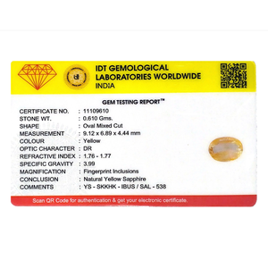 Natural Yellow Sapphire 3.05 Carat Certified Wholesale Loose Gemstone - Product Image 4
