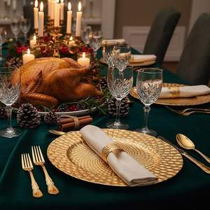 Assiette de présentation décorative à bordure ornée Or et Argent pour événements de mariage - Product Image 6