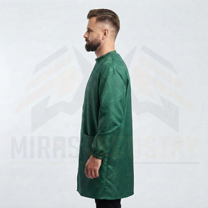 Combinaison de travail pour homme en polyester vert, fermeture éclair sur le devant, résistante à l'eau, blouse de salon de coiffure - Product Image 2