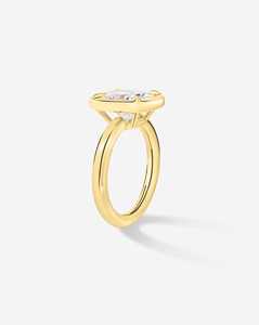 3 Carat Cushion Lab Grown <b>Diamond</b> Solitaire Engagement <b>Ring</b> Puffy Bezel Set Modern Anniversary Fine Jewelry Custom 14K 18k Gold - Product Image 3