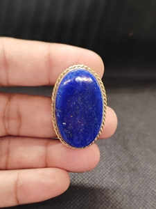 Natural <b>Lapis</b> <b>Lazuli</b> Brass Groove Pendant | Handmade Bezel Setting Gemstone Pendant | Vintage Style Women's Jewelry - Product Image 2