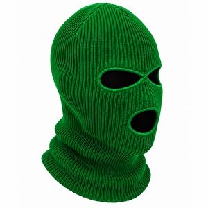 Cagoule tricotée verte à 3 trous, masque intégral, couvre-chef chaud d'hiver pour extérieur, taille adulte unisexe 56-58CM - Product Image 3