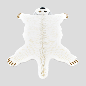 Tapis moderne en laine tufté à la main, motif ours polaire, design de fourrure d'animal de dessin animé mignon, contour sculpté avec précision pour enfants - Product Image 4