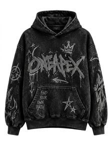 Ensemble de survêtement noir pour homme, sweat à capuche oversize et pantalon de jogging, style streetwear, avec logo brodé personnalisé, en coton épais, deux pièces - Product Image 5