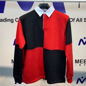 New Design White Down Collar <b>Long</b> <b>Sleeve</b> Rugby <b>Polo</b> <b>Shirts</b> Breathable Fabric Two Tone Color Button Front Regular Fit Rugby <b>Shirt</b> - Product Image 1