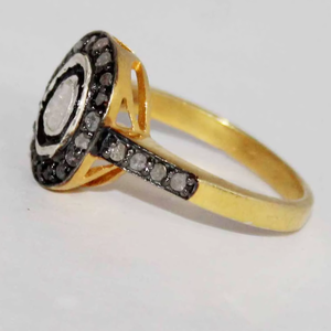 Anillo de Plata de Ley 925 con Engaste Clásico y Diamante Polki Natural, Joyería para Bodas y Aniversarios, Venta al por Mayor para Mujeres - Product Image 5