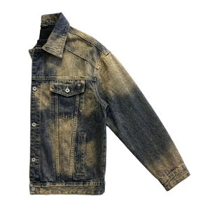 Chaqueta Vaquera Desgastada para Hombre OEM 2026, Lavado Ácido, Corte Regular, Cierre de Botones, Estilo Casual, para Otoño, 100% Algodón Tejido - Product Image 2