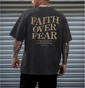 T-shirt Homme Personnalisé avec Logo OEM, 100% Coton 240 GSM, Qualité Supérieure, Motifs Religieux Oversize, Effet Délavé, Style Streetwear Tendance - Product Image 6