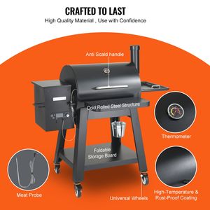 Griglia BBQ in Ferro Resistente da 53 Pollici con Opzione Gas Propano, Carrello Portatile, Mini Affumicatore da Tavolo, Ideale per il Giardino - Product Image 6