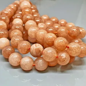 ลูกปัดหินซันสโตนธรรมชาติขนาด 6 มม. เกรด AA ผิวเรียบ 15 นิ้ว/เส้น สีพีช/ส้มอ่อน ชาคราลูม สำหรับทำเครื่องประดับ ขายส่ง - Product Image 4