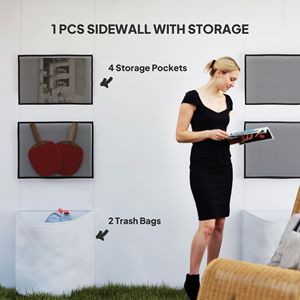Tenda a baldacchino bianca 3x3 metri con pareti laterali e protezione solare regolabile in altezza con tasche portaoggetti - Product Image 5