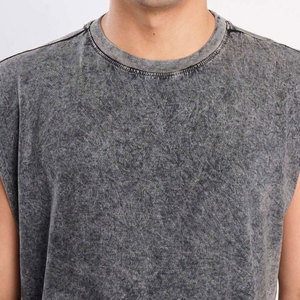 Camiseta de algodón sin mangas con cuello redondo para hombre, talla grande, color gris sólido, ajuste casual, largo regular. - Product Image 6