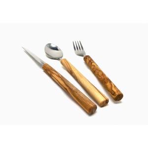Ensemble de couverts de style japonais en acier inoxydable, cuillère, fourchette, couteau avec manches en bambou, qualité alimentaire, pour restaurants - Product Image 1