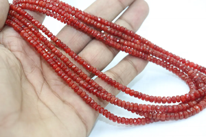 Perles en opale de feu mexicaine facettées en forme de rondelle de 4 mm, 18 pouces, teinte unique, perles en vrac pour la fabrication de bijoux - Product Image 4
