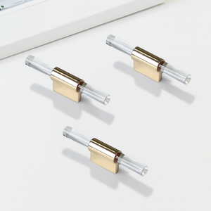 Durable Modern Acrylic <b>Gold</b> Cabinet <b>Pulls</b> for Kitchen Bathroom Wardrobe Nightstands <b>Drawer</b> Handles Zinc Alloy Furniture Hardware - Product Image 4