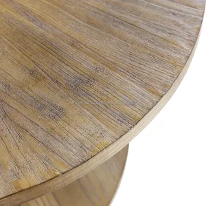 Mesa de Centro Redonda de Estilo Nórdico Minimalista, con Superficie de Madera y Estructura Metálica, Altura Ajustable, para Uso en Interiores, Mueble de Diseño Zahid - Product Image 4