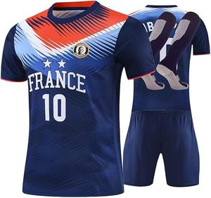 Camiseta de Fútbol de Francia para Hombre, Manga Corta, Cuello Redondo, Sublimada, 100% Poliéster, Transpirable, Corte Regular, Ropa para Adultos - Product Image 1