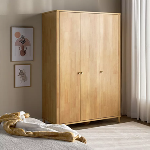 Modern <b>Wardrobe</b> Cabinet Flat Panel Door Hinged Design Metal Handle MDF Material Freestanding Bedroom Furniture Large Capacity - Product Image 5
