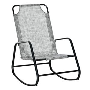 Sedia a dondolo da esterno e interno con tessuto grigio per patio, balcone o veranda - Product Image 1