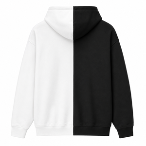 Sweat à capuche unisexe surdimensionné personnalisé, imprimé floral cerisier noir et blanc, style streetwear, en polaire, pour hommes et femmes - Product Image 3