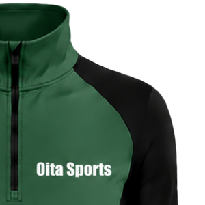 Women Quarter Zip Athletic <b>Top</b> Green Long Sleeve Fitted Sports Training Shirt High Collar <b>Thumbhole</b> Performance Activewear - Product Image 6