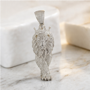 Iced Fine Jewelry 925 <b>Silver</b> Gold Plated Lab Grown Diamond Custom Lion Majestic Wildlife Hiphop Party Unisex <b>Necklace</b> Pendant - Product Image 2