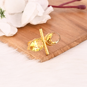Elegant Citrine Hydro Brass <b>Adjustable</b> <b>Ring</b> Handmade Gemstone Jewelry for Women - Product Image 3