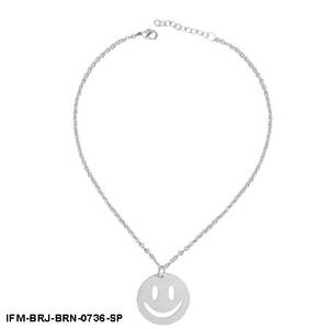 Collar de Cadena con Colgante de Latón Plateado de Moda, con Acabado Mate y Revestimiento Antideslustre, Unisex, para una Elegancia Duradera y Alegre - Product Image 3