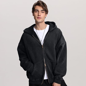 Men Custom Printed Lightweight <b>Zip</b> up Hoodie Plain Knitted Cotton Fleece Full <b>Zip</b> Unisex Casual Streetwear Winter - Product Image 5