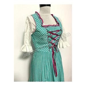 Custom Oktoberfest Beer Festival Outfit Ladies German Dirndl 100% Cotton <b>Checkered</b> Bartender Waitress Cosplay Accessories - Product Image 4