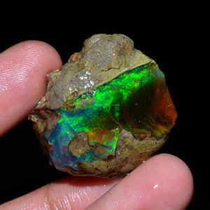 โอปอลเอธิโอเปียแบบหยาบ 5 ชิ้น คุณภาพเยี่ยม เกรดพรีเมียม 100% ธรรมชาติ แบบ Welo Fire Oily สำหรับทำเครื่องประดับ - Product Image 3