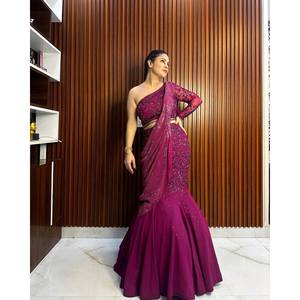 ส่าหรี lehenga ที่สวยงามสำหรับชุดราตรีปาร์ตี้ - Product Image 5