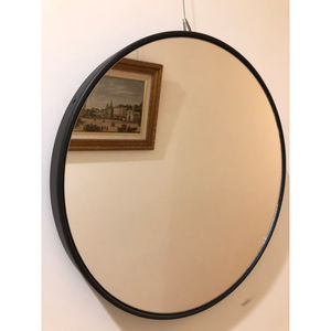 45cm <b>Round</b> Japandi Iron & Glass <b>Black</b> Frame Wall <b>Mirror</b> for Calm Interior Environments - Product Image 3