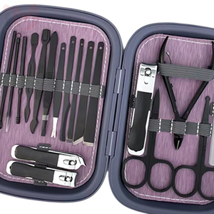 Professional Pedicure Kit Luxurious Stainless Steel <b>Nail</b> Scissors with Black Leather Grooming Clippers <b>Case</b> - Product Image 4