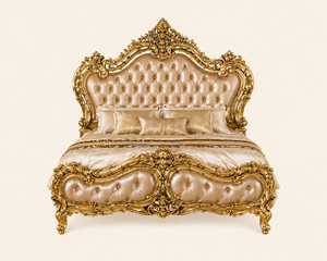 Palace-Inspired Gold Finish Upholstered King Size Bed <b>Set</b> Top Selling Bed With Dressing And <b>Side</b> <b>Tables</b> Wooden Bedroom Suite USA - Product Image 2