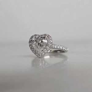 Bague Halo Classique en Moissanite Romantique 1 Carat Coupe Cœur, en Argent Sterling 925 Original, Cadeau Idéal pour les Amoureux - Product Image 3