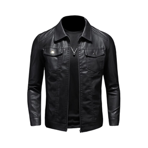 Chaqueta de Cuero para Hombre 2025, Estilo Coreano, Corte Ajustado, Forro Polar, Gruesa, para Motocicleta, Primavera, Otoño e Invierno - Product Image 1