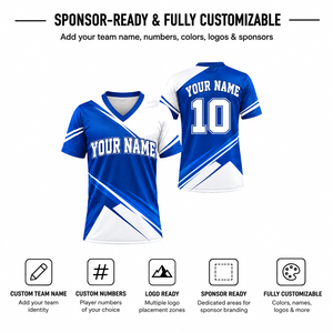 T-shirt de sublimation en polyester premium à col en V, manches courtes, léger et respirant, idéal pour le sport, design personnalisé et équipes - Product Image 3