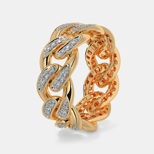 Anillo de Oro Amarillo con Diamantes Redondos Entrelazados - Product Image 1